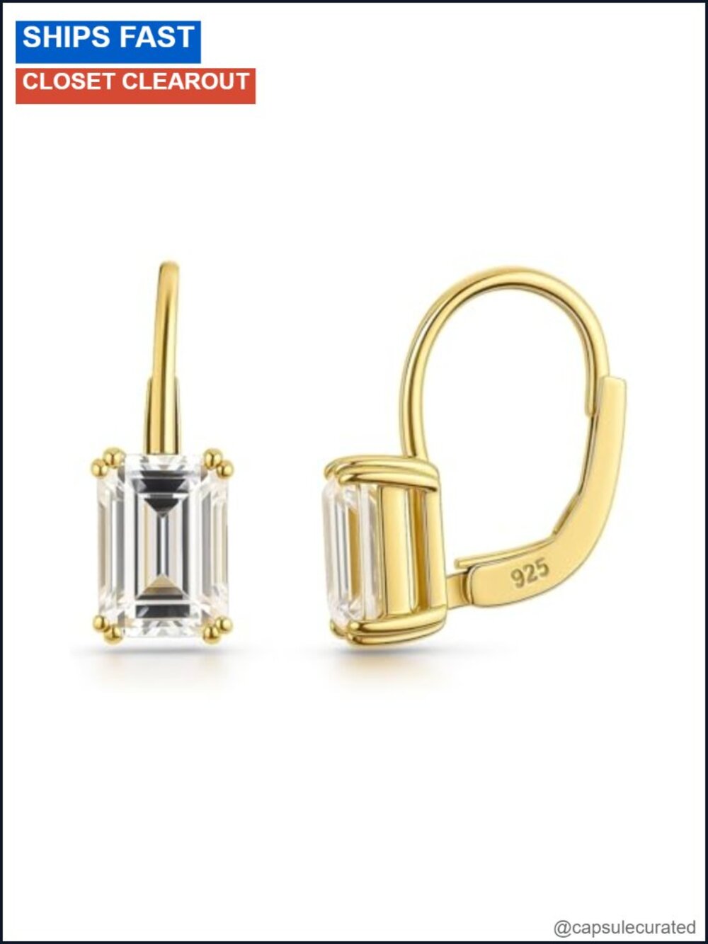 Sterling Silver CZ Solitaire Leverback Dangle Earrings for Women